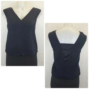 Rag & Bone Black Wide Oversized V-neck Scuba Viscose Silk Boxy V-Neck Top XS